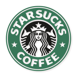 The Funny T-Shirt Co. homepage carousel image of the Star Sucks Coffee t-shirt logo in Green and black.