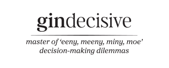 The Funny T-Shirt Co. Funny gin t-shirts page image of their t-shirt artwork called Gindecisive.